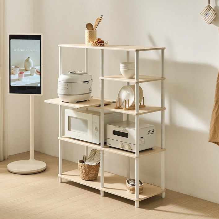 신제품출시행사 국내생산 빈센트 광파오븐 렌지대 밥솥 전자렌지 주방수납장 에어프라이어 선반 3단4단, 4단, 메이플