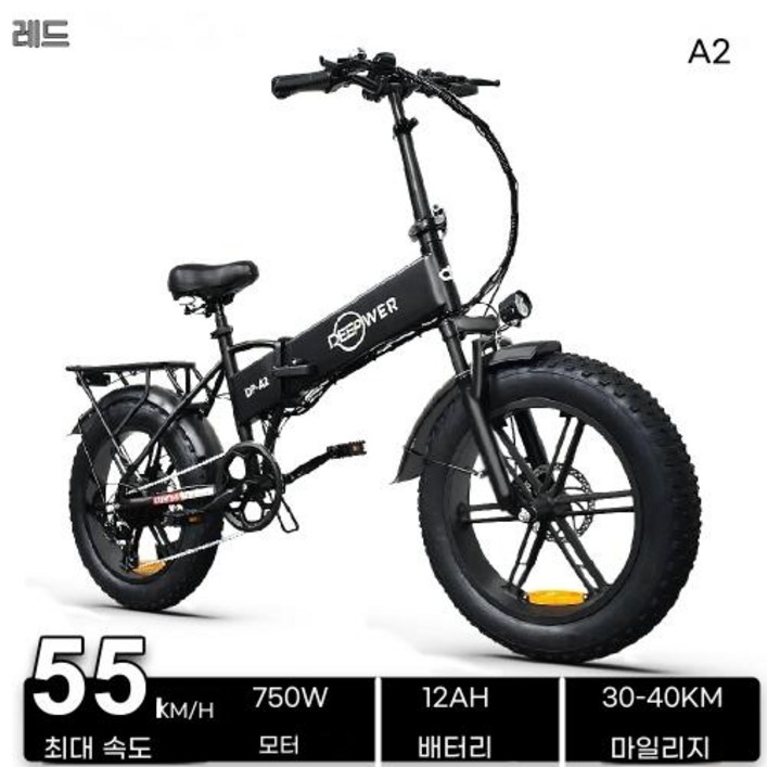 전기자전거 경량 고출력모델 Deepower 750W 20 인치 와이드 타이어 접이식 48V 20AH 이동식 배터리 도시 통근자 EBike