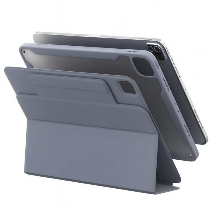 모키보 프리앵글 각도조절이 되는 아이패드 케이스 세로 거치대 커버 에어 미니 프로 호환 펜슬수납 마그네틱  플렉스, 그레이 블루, 1개