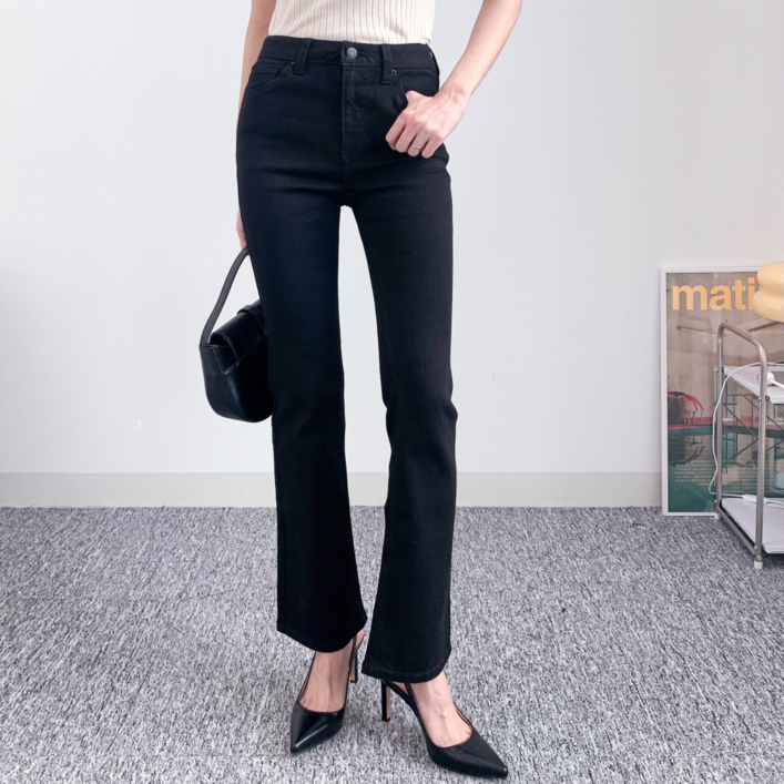 백화점 정품 게스 여성 슬림 블랙 데님 진 부츠컷