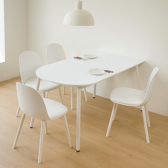 플랫 화이트 반원 카페 테이블 다이닝 원룸 반타원형 식탁