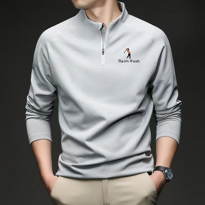 J nd O남성 봄가을 간절기 지퍼넥 세련핏 골프 캐주얼 긴팔 티셔츠