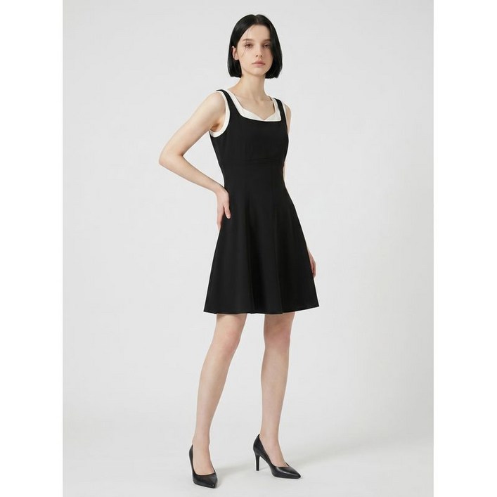 주크 배색민소매 미니원피스 Z242MSE029 BK