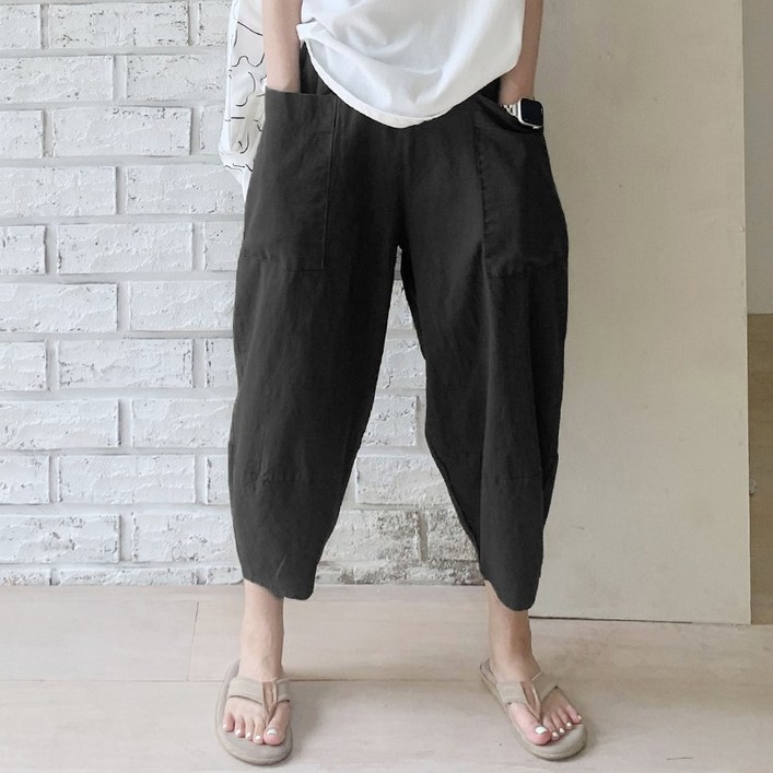 애플망고옷장 여름 빅사이즈 9903 배기밴딩팬츠 펌킨항아리 오버핏 긴바지 애플망고샵