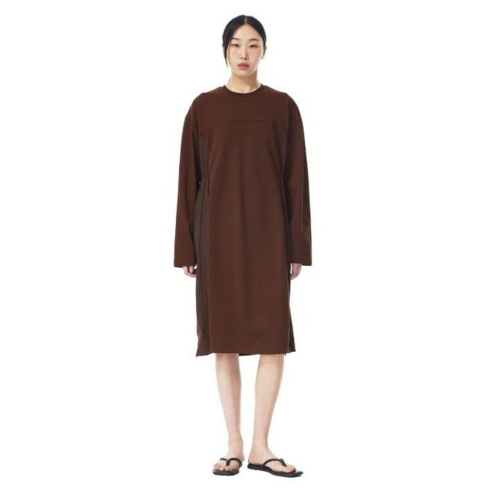 스튜디오 톰보이 우븐 배색 코튼 원피스 버건디 9105141108 339352