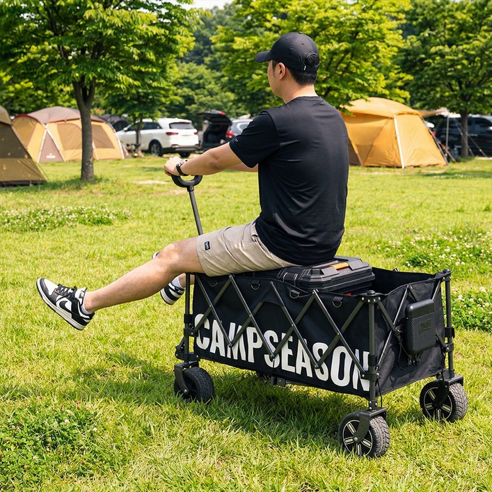 캠프시즌 e편한 전동캠핑웨건 대형 캠핑 웨건 카고형, 1개, 블랙
