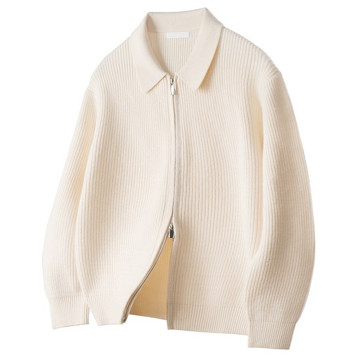 팀스핏품질보증 남성용 빅사이즈 비스코스 투웨이 가디건 카라 집업 니트 오버핏