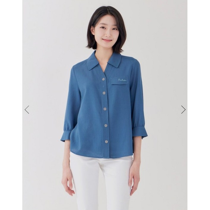 지센기간할인   여성 린넨라이크 Y넥카라 블라우스  LFWSP307 색상2