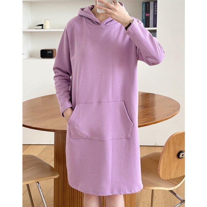 마이쏭 여성 빅사이즈 루즈핏 롱티 후드맨투매 간절기 오프닝쭈리후드원피스