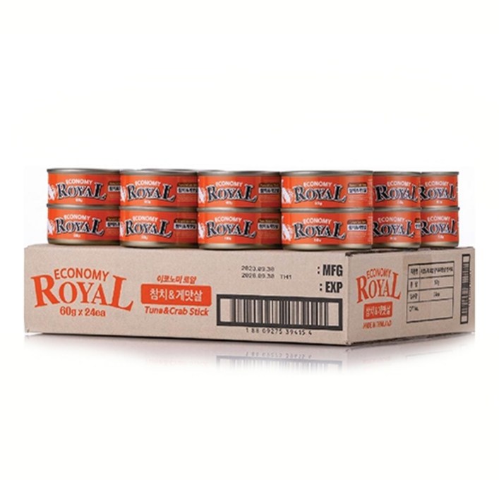 이코노미 로얄 참치+게살(1box/24개입) 고양이 통조림 간식 캔, 24개, 60g