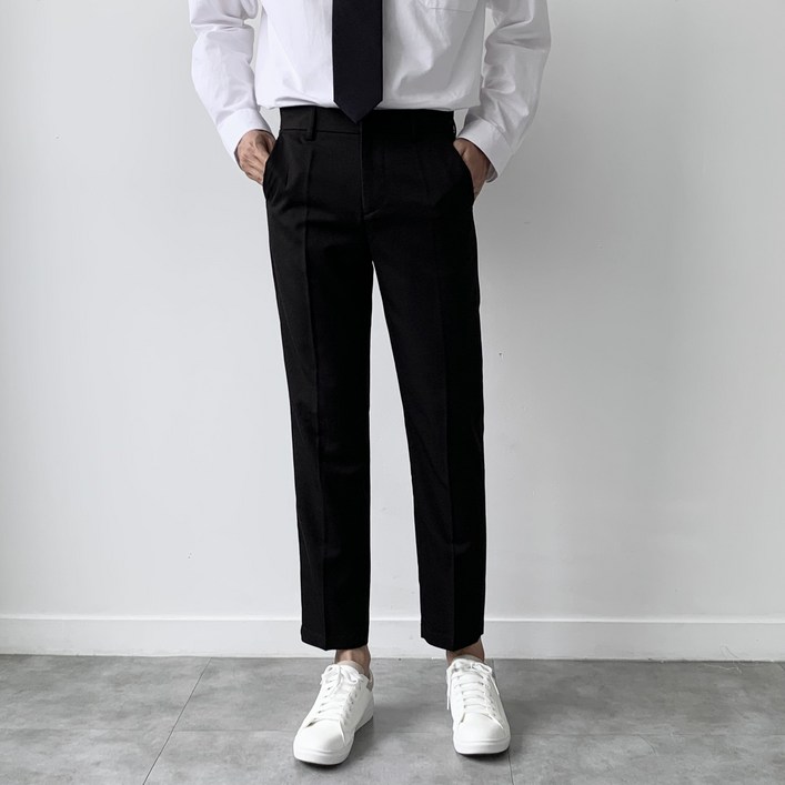 놈시크 남성 슬랙스 옆밴딩 링클프리 스판 빅사이즈 9부 10부 남자 바지
