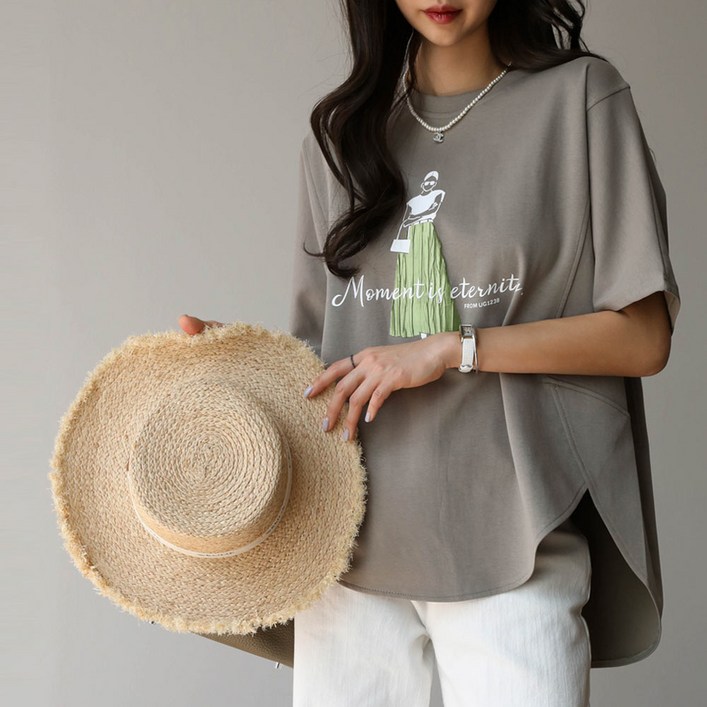 피핀 프린팅 포인트 루즈핏 티셔츠 111282