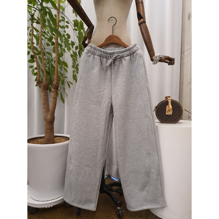 무배 레토니 커브드 기모 스트링 와이드 밴딩 바지