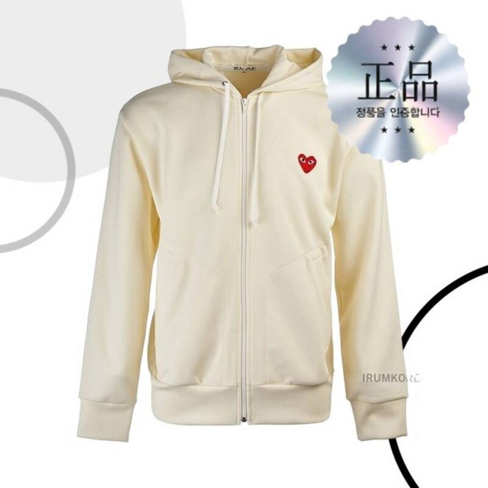 꼼데가르송 FW24 공용 하트 와펜 후드티셔츠 AX T172 051 3 IVORY 249462