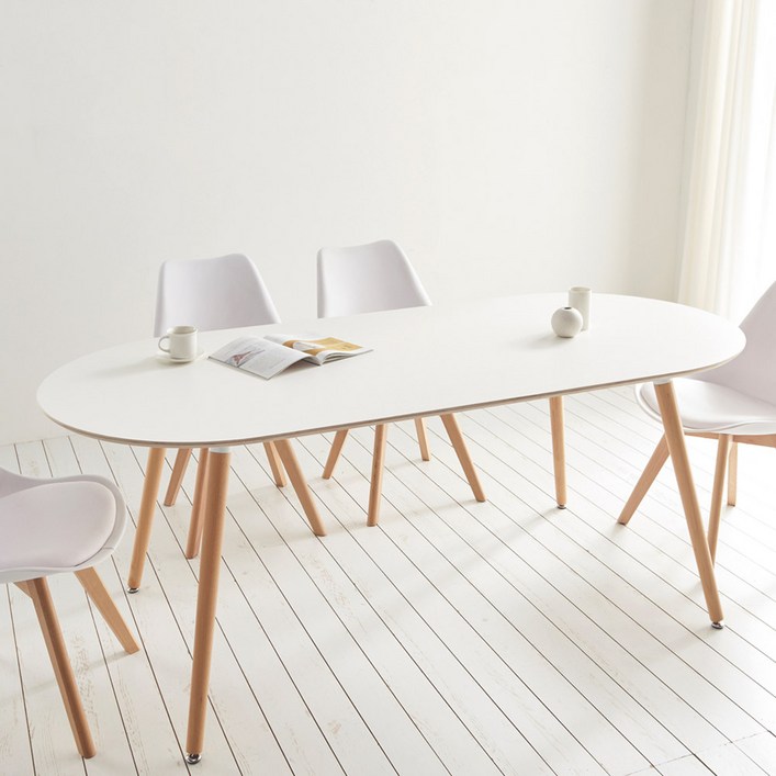 스칸디무드 커스토 원목 1800 타원형 식탁 테이블, 화이트