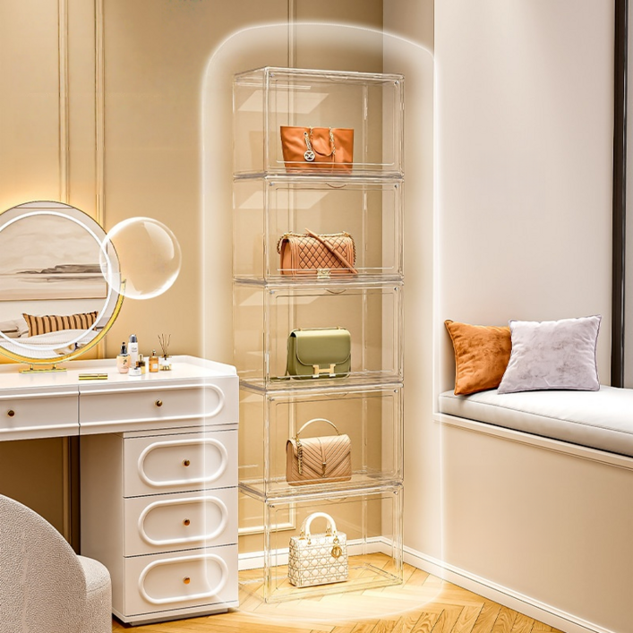 다용도 수납장리함 투명 아크릴 가방보관함 피규어수납장, 5개, 투명