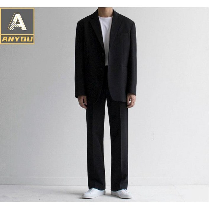 ANYOU 남성용 정장세트 수트 자켓  긴바지 세트