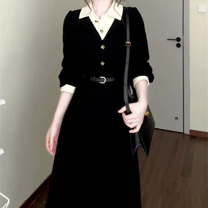 스타일닥터 여성 롱 원피스 패션 카라넥 긴팔 캐주얼 원피스 빅사이즈 봄가을 데일리룩 셔츠원피스