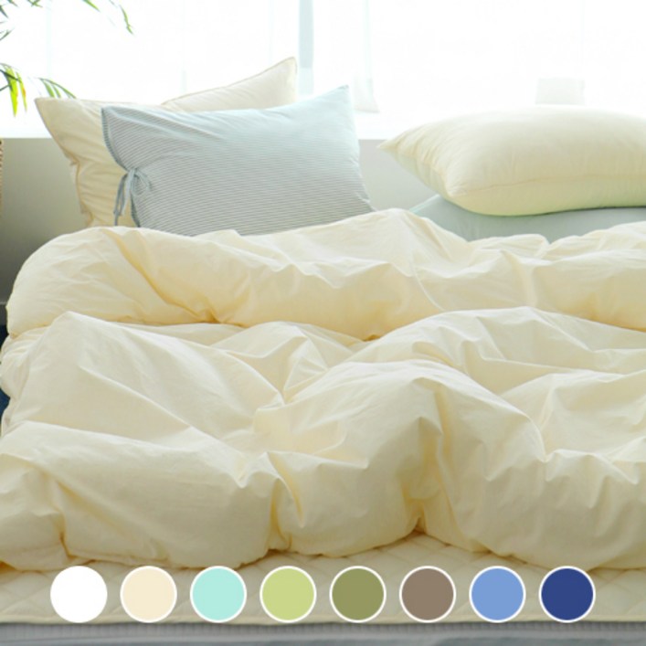 베이직톤 국내산 클래식 양면 바이오워싱 고밀도 80수 이불커버, 버터크림