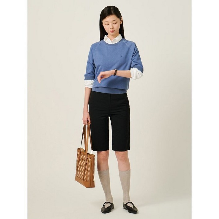 [매장정품] 빈폴레이디스 스트레치 카프리 팬츠 블랙 감성 모던핏