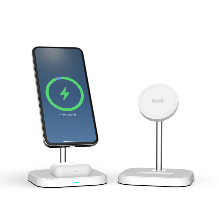 라온 2in1 맥세이프 무선충전기 아이폰 에어팟 무선충전, 1개