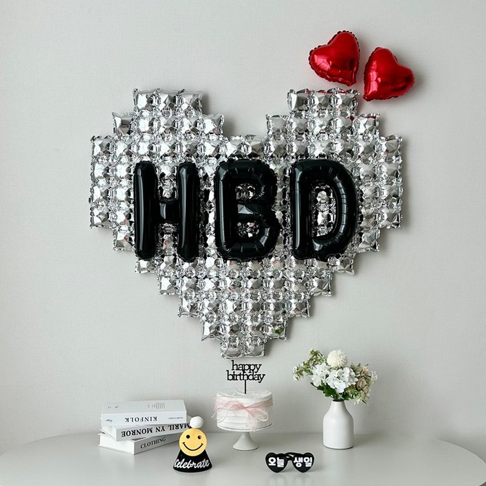 연지마켓 빅하트 HBD 풍선 오늘생일 안경 세트 생일파티용품, 1세트 연지마켓 빅하트 HBD 풍선 오늘생일 안경 세트 생일파티용품, 1세트