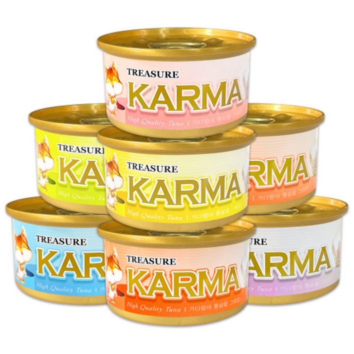 카르마 고양이 간식캔 생선, 가다랑어  치킨 혼합맛, 80g, 24개