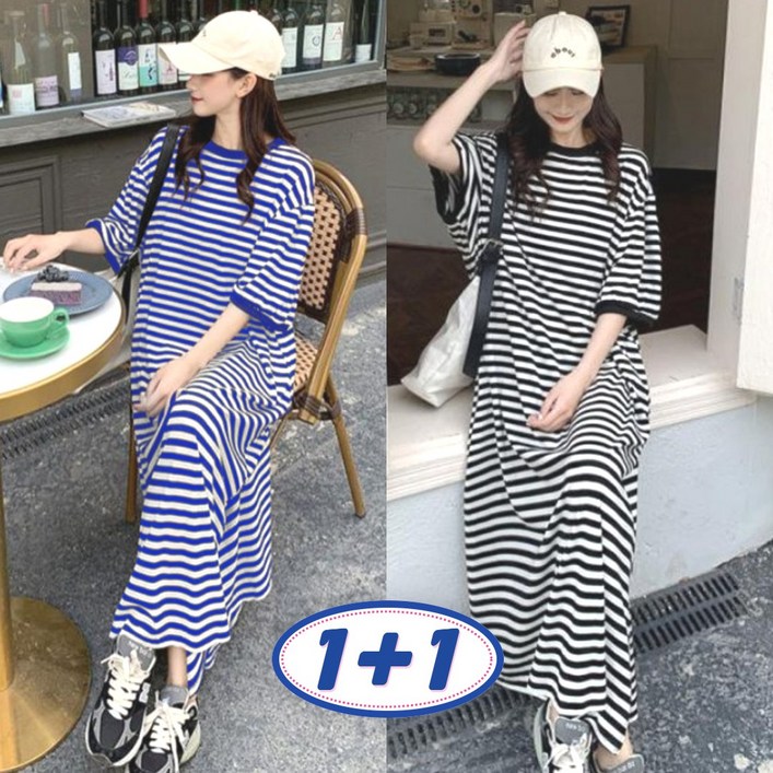 제니바코 오늘도 편안한 루즈핏 여름 반팔 원피스 1+1