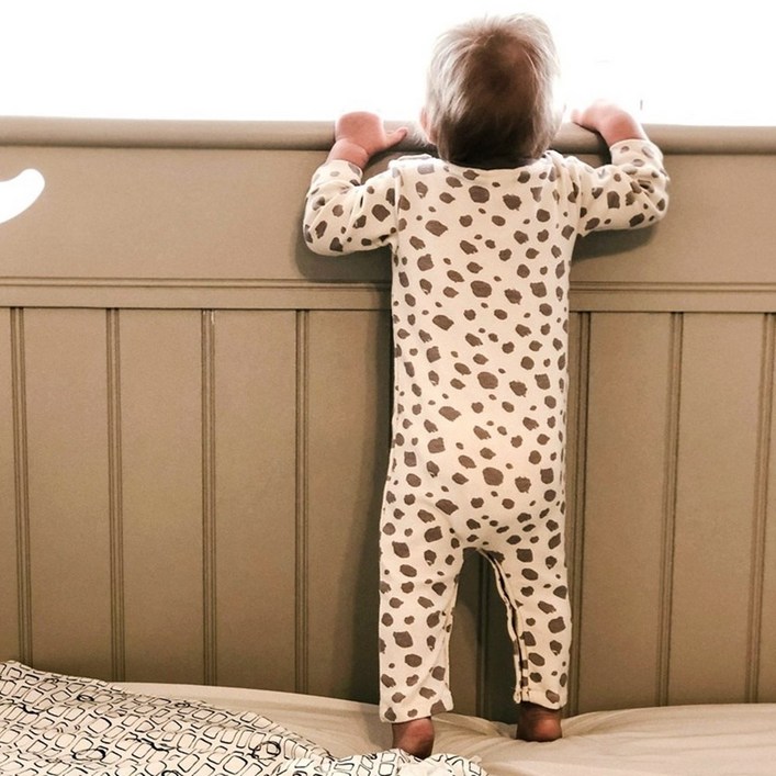 네츄라오가닉 사자얼굴 호피 유아 우주복