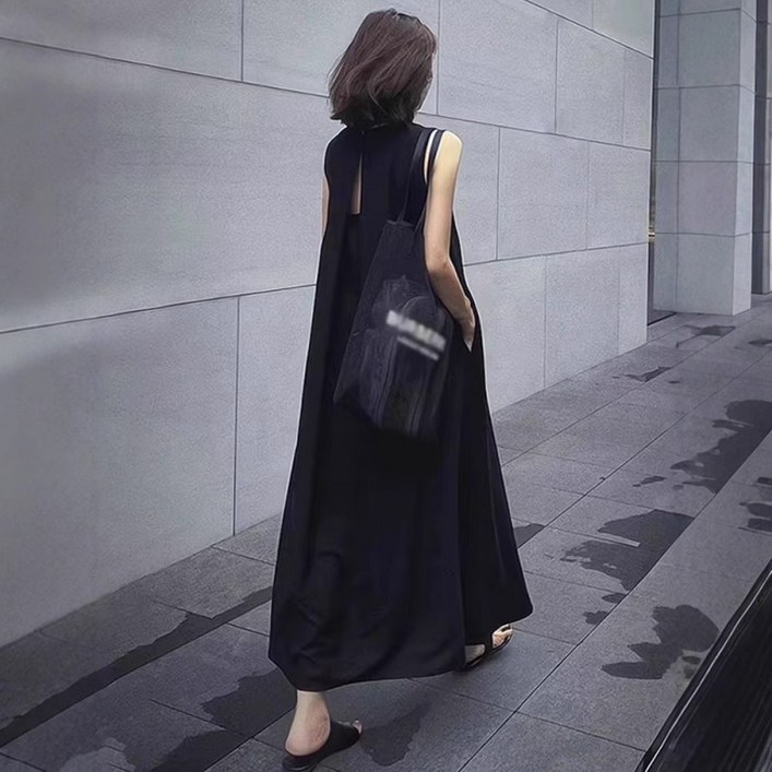 Novastar 여름 여자 프렌치한 민소매 나시 원피스 루즈핏 롱 원피스