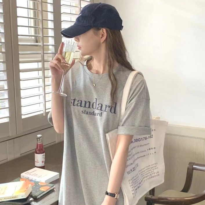 제니바코 부들부들 편안한 루즈핏 여름 반팔 원피스