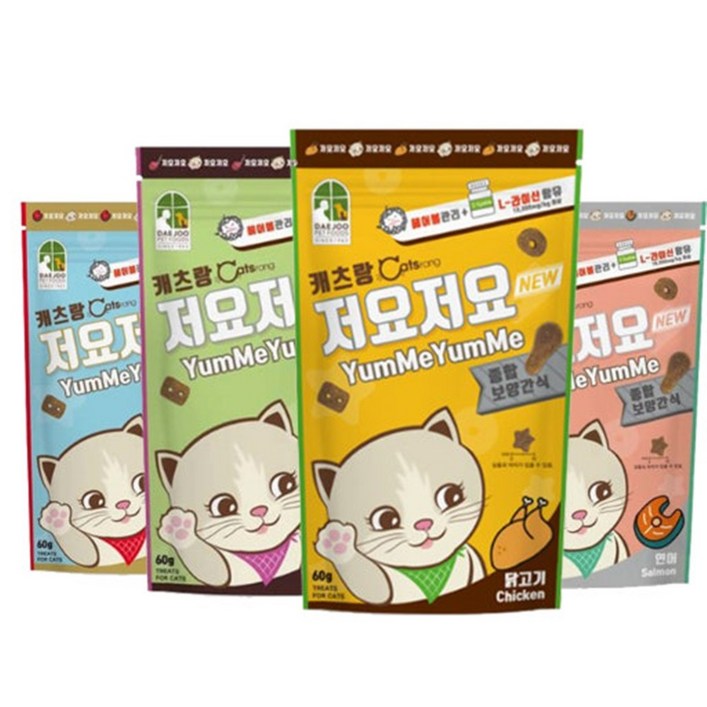 캐츠랑 저요저요 고양이 보양간식, 2세트, 혼합맛(닭고기/연어/양고기/참치)