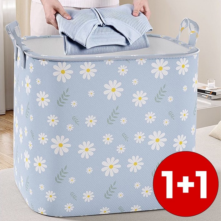 11 라이프핵 대용량 플라워 수납백 3size 이쁜 깔끔한 이불정리 방수 정리함 수납가방 보관함 정리함 리빙박스, 2개