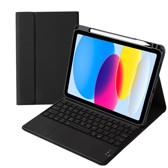 아이패드 애플펜슬 수납 led트랙패드 블루투스 키보드케이스, 검정