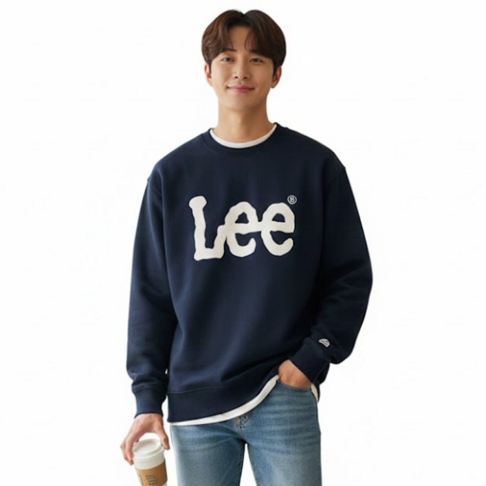 LEE 빅 트위치 로고 맨투맨 네이비