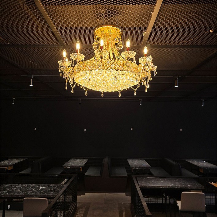 JK 킹 29등 직부 펜던트 샹들리에 인테리어 로비 포인트 조명, 골드 직부