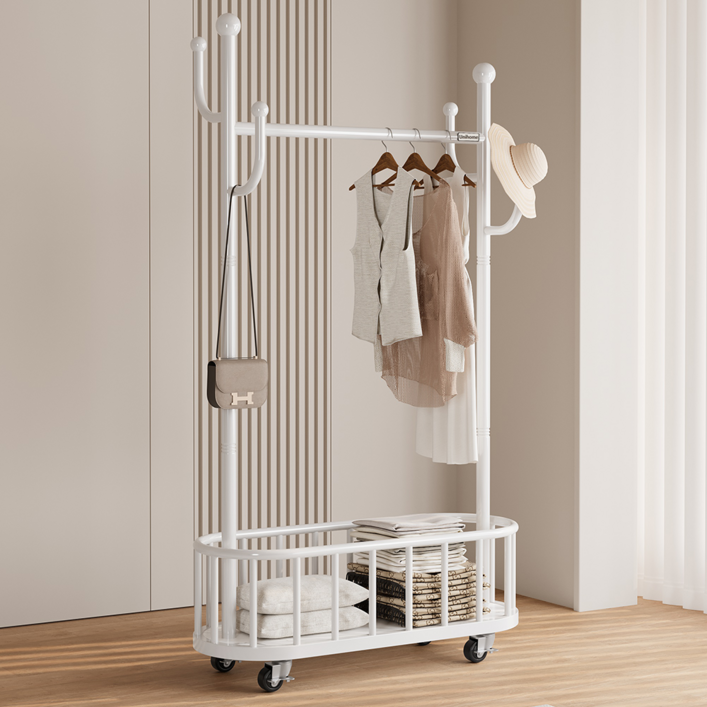 Unihome 선인장형 고급 이동식 행거 미니 트롤리 행거, 프리미엄 화이트