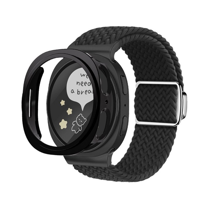 아이메이드잇 갤럭시워치 호환 솔로루프 마그네틱 스트랩 밴드 + 케이스 세트, 블랙