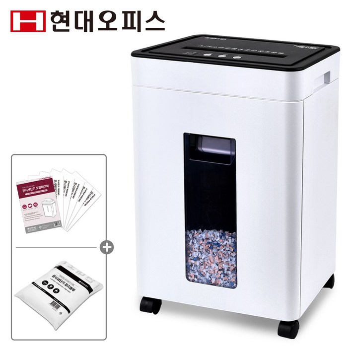 현대오피스 페이퍼프랜드 중형 문서세단기 PK2012CX페이퍼오일5매 저소음 12매 20L 파쇄기 세절기