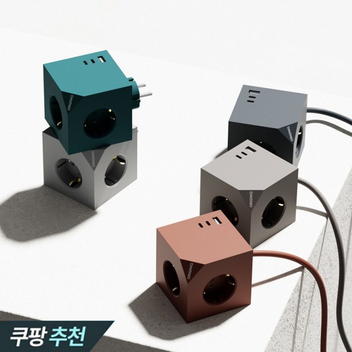 큐브 고용량 멀티탭 6구 4000W 대용량 안전 여행용 캠핑 고속 충전