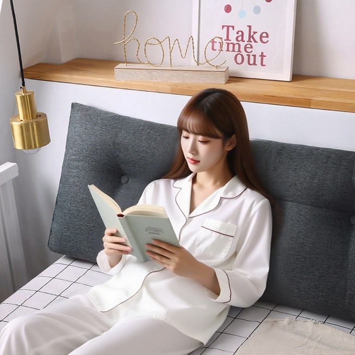 코잠 편안한 코튼 대형 삼각 등받이 헤드쿠션, 차콜 그레이