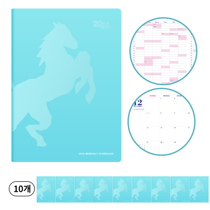 탐나 2026년도 A4먼슬리 플래너 다이어리 스케줄러, 10개, 민트