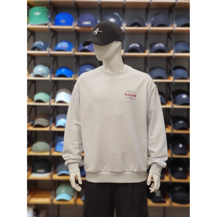 NBA 맨투맨 할인!!! 남여공용  PLAY GAME 데일리 코디하기 좋은 멜란지그레이색 칼라 루즈핏 맨투맨 티셔츠