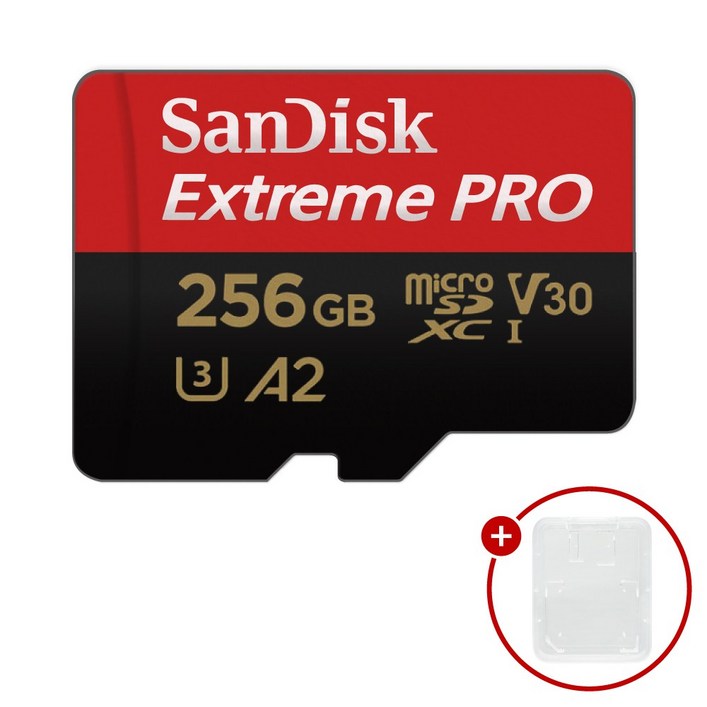 샌디스크 마이크로SD카드 Extreme PRO 익스트림 프로 SDSQXCD-256GB + SD카드 케이스