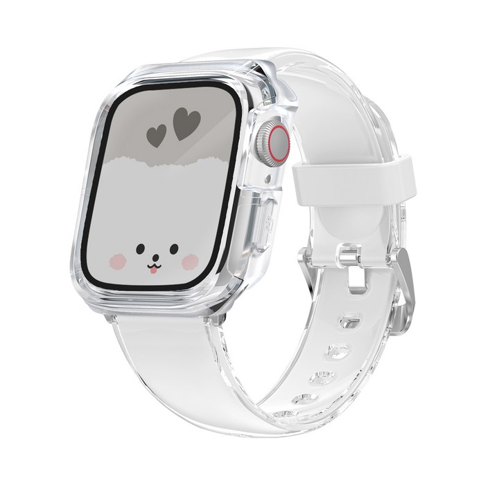 아이메이드잇 애플워치 호환 변색 없는 TPU 스트랩  케이스 세트 구성, 화이트