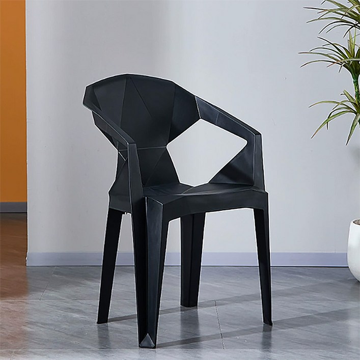 오아루 인테리어 식탁 실내 야외 편의점 의자 2P, 2개, 블랙