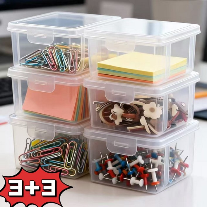 스타업 투명 수납정리함 사무용 소품정리박스 미니 수납통 6P