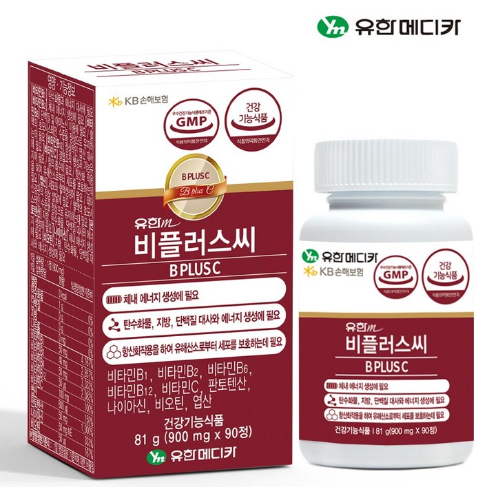 유한 비플러스씨 비타민B 비타민C 비컴플렉스 활력비타민 피로회복, 90정, 4개