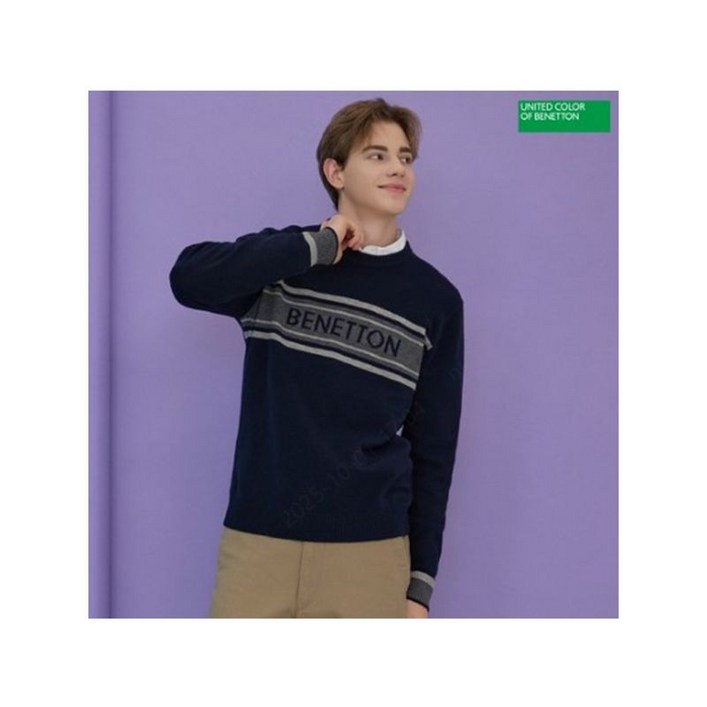 베네통 골프 베네통 24FW 로고니트 남성용 네이비