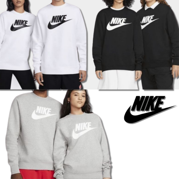 [역시즌특가/100%정품] 나이키 NIKE 기모 맨투맨 티셔츠 클럽 빅로고 그래픽 NSW 스우시 플리스 긴팔티 남녀공용 지니덕트
